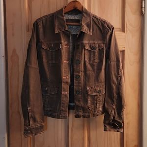 Plugg Cotton Stretch Utility Jacket Olive Green Medium